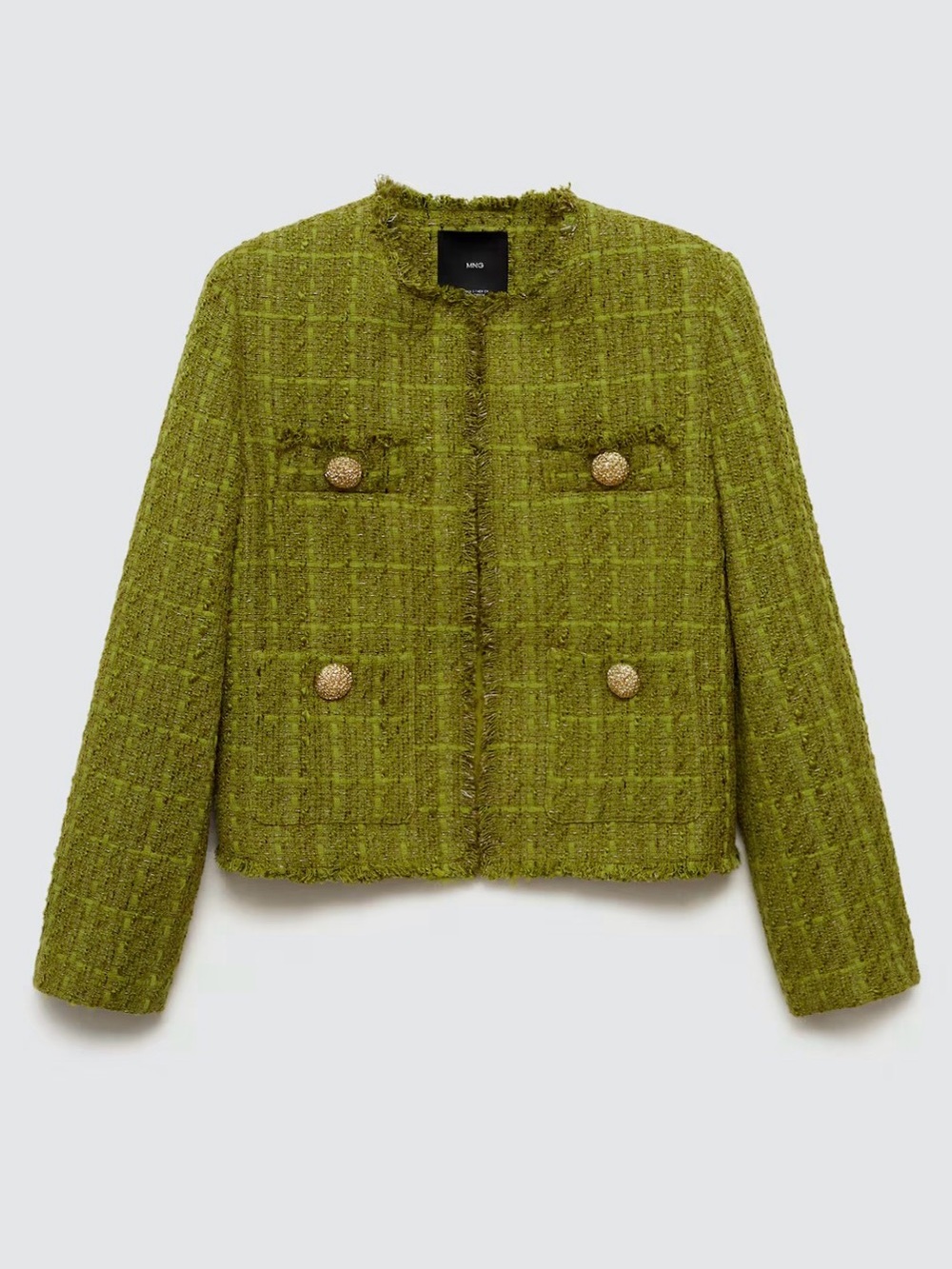Mango Olive Green Tweed Jacket
